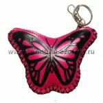 Кошелек - брелок. натуральная кожа. бабочка. 14Х8 см. цвет-розовый.