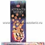  Привлечение денег ATTRACTS MONEY ароматические палочки,четырехгранник НEM Hexa 
