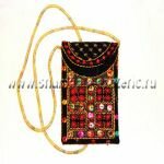 Этническая сумочка для телефона Kolva h=13 см вышивка, биссер, hand made Индия